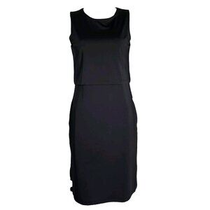 Origamei Foldwear Dress Womens Size M Medium Solid All Black Yuri Sleeveless